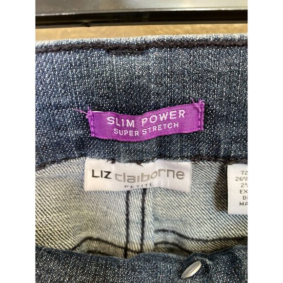 Liz Claiborne Petite Slim Power Super Stretch Denim Jeans Dark Wash Cotton 10P - Picture 4 of 8